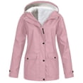 thumbnail image 1 of Tiqkatyck Womens Rain Jacket, Women Winter Casual Windbreaker Jackets Mountain Plush Jacket Long Sleeve Travel Jackets Women Windbreaker Jacket Women, Pink Jacket M, 1 of 4