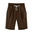 thumbnail image 1 of Tiqkatyck Womens Shorts Clearance, Women Summer 100% Cotton Plus Size High Waist Shorts Lace Beach Workout Shorts with Pocket, Workout Shorts, Bermuda Shorts for Women Brown L, 1 of 6