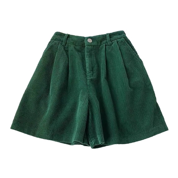 Tiqkatyck Womens Shorts Clearance, Women's Casual High Waist All Corduroy Straight Leg Shorts Ladies Casual Workout Shorts, Bermuda Shorts for Women Green XXL