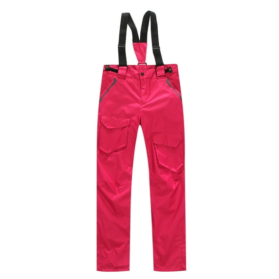 Tiqkatyck Womens Ski Suit Clearance Women's Insulated Bib Overalls Solid Color One-Piece Suspenders Trousers Jumpsuits for Women Dressy One Piece Jumpsuit Red