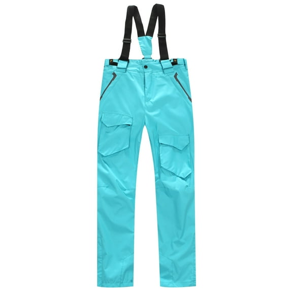 Tiqkatyck Womens Ski Suit Clearance Women's Insulated Bib Overalls Solid Color One-Piece Suspenders Trousers Jumpsuits for Women Dressy One Piece Jumpsuit Light Blue