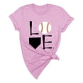 thumbnail image 1 of Tiqkatyck Womens Tops Clearance, Women's Baseball Print Loose T Shirt Short Sleeve Top, Summer Tops for Women, Long Sleeve Shirts for Women Pink, 1 of 4