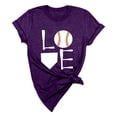 thumbnail image 1 of Tiqkatyck Womens Tops Clearance, Women's Baseball Print Loose T Shirt Short Sleeve Top, Summer Tops for Women, Long Sleeve Shirts for Women Purple, 1 of 4
