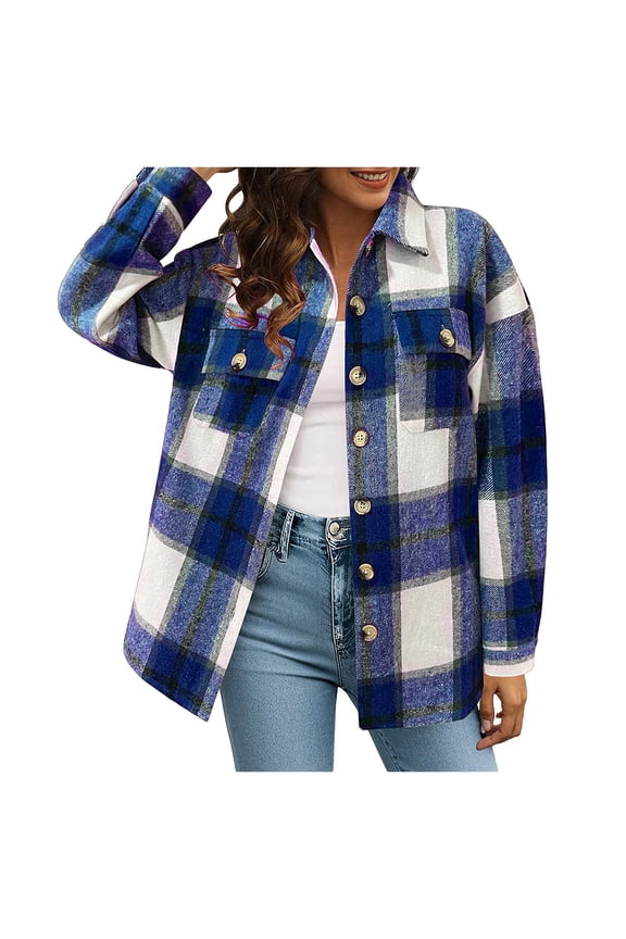 Womens Tops Clearance, Women's Light Weight Thin Jacket Shirts Long Sleeve Button Down Chest Pocketed Shirts Coats Shacket Fall Shirts for Women 2024, Pullover Sweatshirts for Women Navy XXL