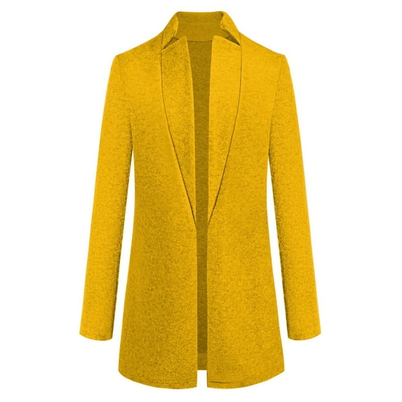 Tiqkatyck Womens Tops Clearance Womens Artificial Wool Coat Trench Jacket Ladies Warm Long Overcoat Outwear Open Sleeve Cardigan Jacket Solid Coat winter coat Yellow Yellow L