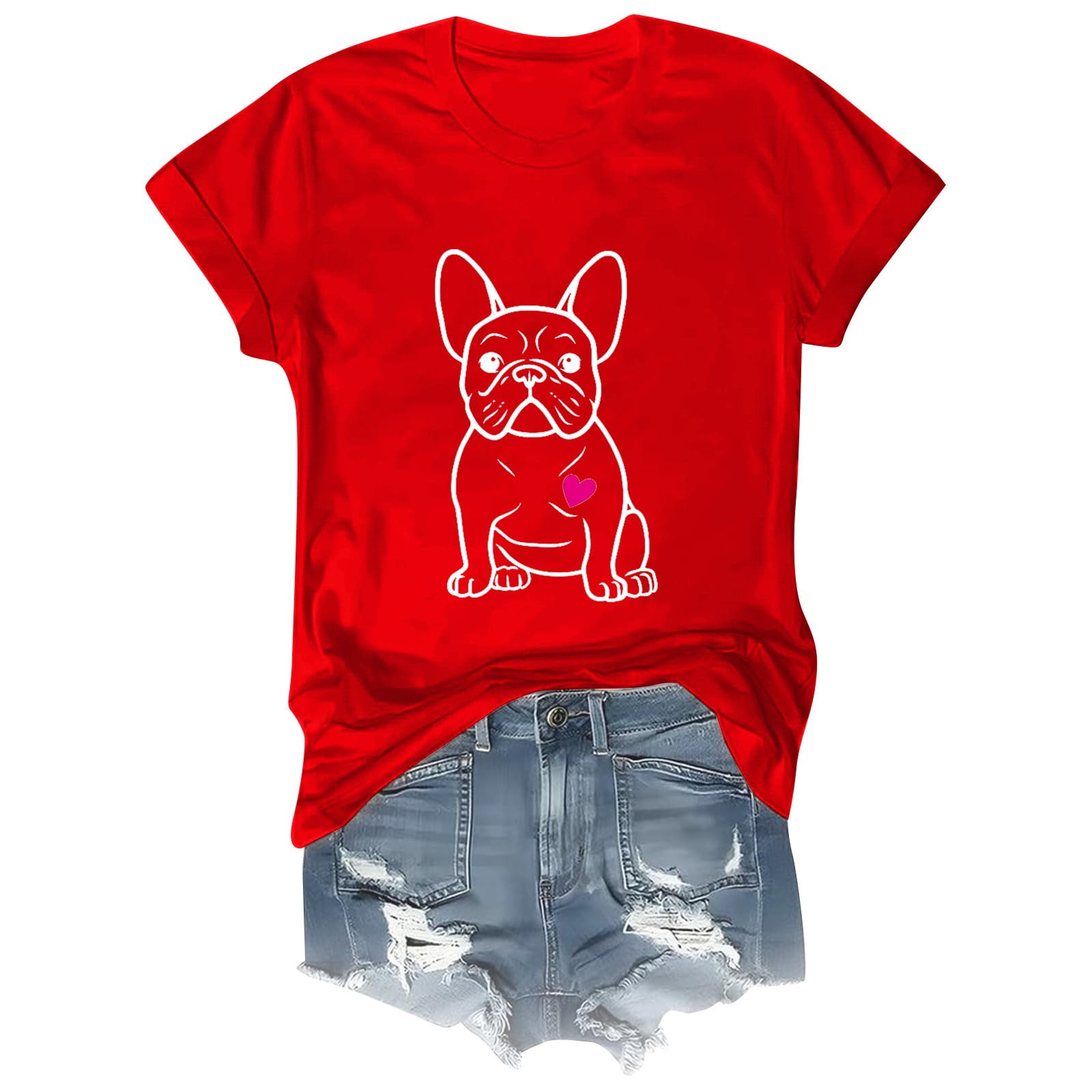 Womens Dog Print Tee Shirt