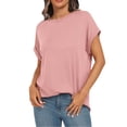 thumbnail image 1 of Tiqkatyck Womens Tops on Sale, Women Tops Casual Basic T Shirts Loose Fit Crewneck Short Sleeve Summer Outfits Long Sleeve Shirts for Women Blouses for Women Dressy Casual Pink XL, 1 of 9