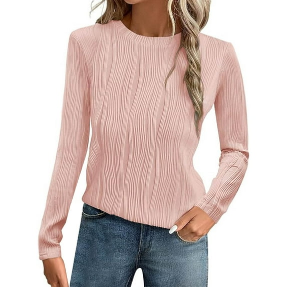 Tiqkatyck Womens Tops on Sale, Women's Ribbed Long Sleeve Shirts Fall Crewneck Causal Trendy Knit Tops Long Sleeve Pullover Sweater Blouses for Women Dressy Casual Red XXL