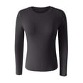 thumbnail image 1 of Tiqkatyck Womens Tops on Sale, Women's Spring and Summer Pure Color High Elastic Long Sleeve Undershirt Top Underscrub Long Sleeve Women Shirts for Women, Black Shirt L, 1 of 5