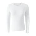 thumbnail image 1 of Tiqkatyck Womens Tops on Sale, Women's Spring and Summer Pure Color High Elastic Long Sleeve Undershirt Top Underscrub Long Sleeve Women Shirts for Women, White Shirt XL, 1 of 5