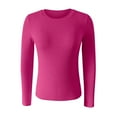 thumbnail image 1 of Tiqkatyck Womens Tops on Sale, Women's Spring and Summer Pure Color High Elastic Long Sleeve Undershirt Top Underscrub Long Sleeve Women Shirts for Women, Hot Pink Shirt M, 1 of 5