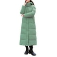 thumbnail image 1 of Tiqkatyck Womens Winter Coats Clearance Women's Thickened and Warm Extra Long Knee Length Hooded Cotton Fleece Jacket Womenfor Womens Long Sleeve Tops Green, 1 of 9