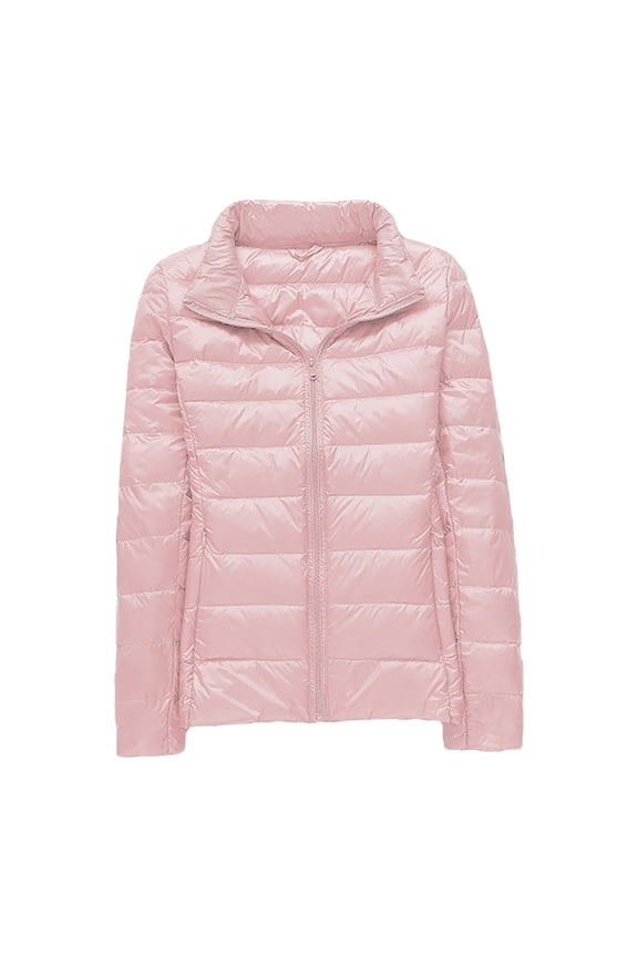 Womens Winter Coats, Women's Casual Solid Color Light Down Jacket White Duck Down Collar Down Jacket Puffer Jacket Womens, Winter Jackets for Women Pink XXL