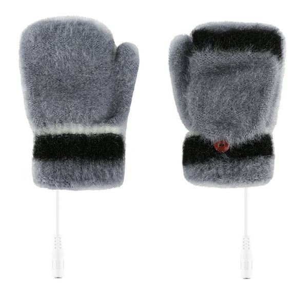 Tiqkatyck Work Gloves Clearance Laptop Women Usb Heated Mitten Full&Half Finger Winter Warm Knit Hand Gloves Winter Gloves Grey