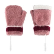 TIQKATYCK Work Gloves Clearance Laptop Women Usb Heated Mitten Full&Half Finger Winter Warm Knit Hand Gloves Winter Gloves Red