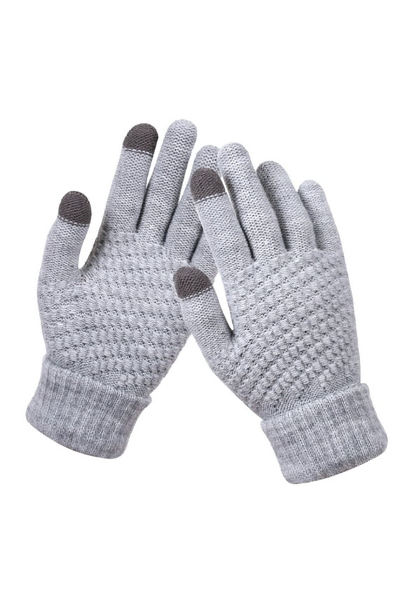 Work Gloves Men's and Women's Snowflake Printing Gloves, Creative and Fashionable Mobile Phone with Screen Knitted Gloves, Thick and Warm Winter Adult Winter Gloves