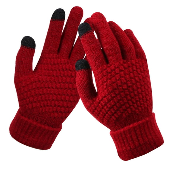 Tiqkatyck Work Gloves Men's and Women's Snowflake Printing Gloves, Creative and Fashionable Mobile Phone with Screen Knitted Gloves, Thick and Warm Winter Adult Winter Gloves