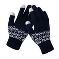 thumbnail image 1 of Tiqkatyck Work Gloves Men's and Women's Snowflake Printing Gloves, Creative and Fashionable Mobile Phone with Screen Knitted Gloves, Thick and Warm Winter Adult Winter Gloves Navy, 1 of 4