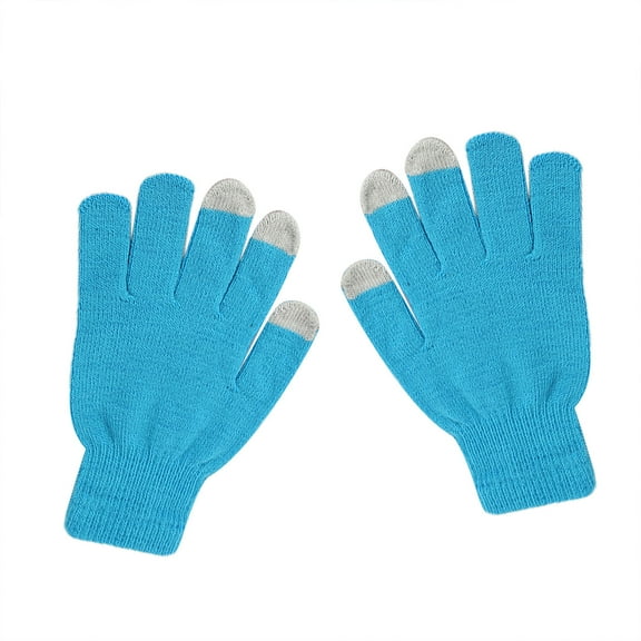 Tiqkatyck Work Gloves Men's and Women's Non Slip Gloves Stretch Knitted Wool Show Finger Solid Color Cycling Gloves Winter Gloves Light Blue