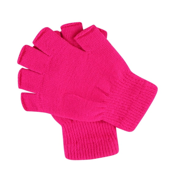 Tiqkatyck Work Gloves Men's and Women's Writing Gloves Stretch Knitted Wool Show Finger Solid Color Cycling Gloves Winter Gloves Hot Pink