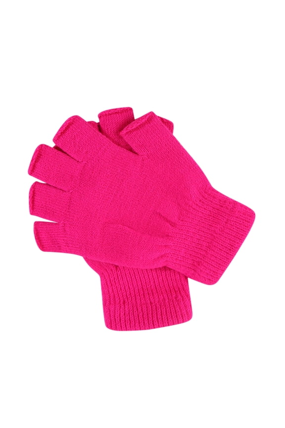 Work Gloves Men's and Women's Writing Gloves Stretch Knitted Wool Show Finger Solid Color Cycling Gloves Winter Gloves Hot Pink