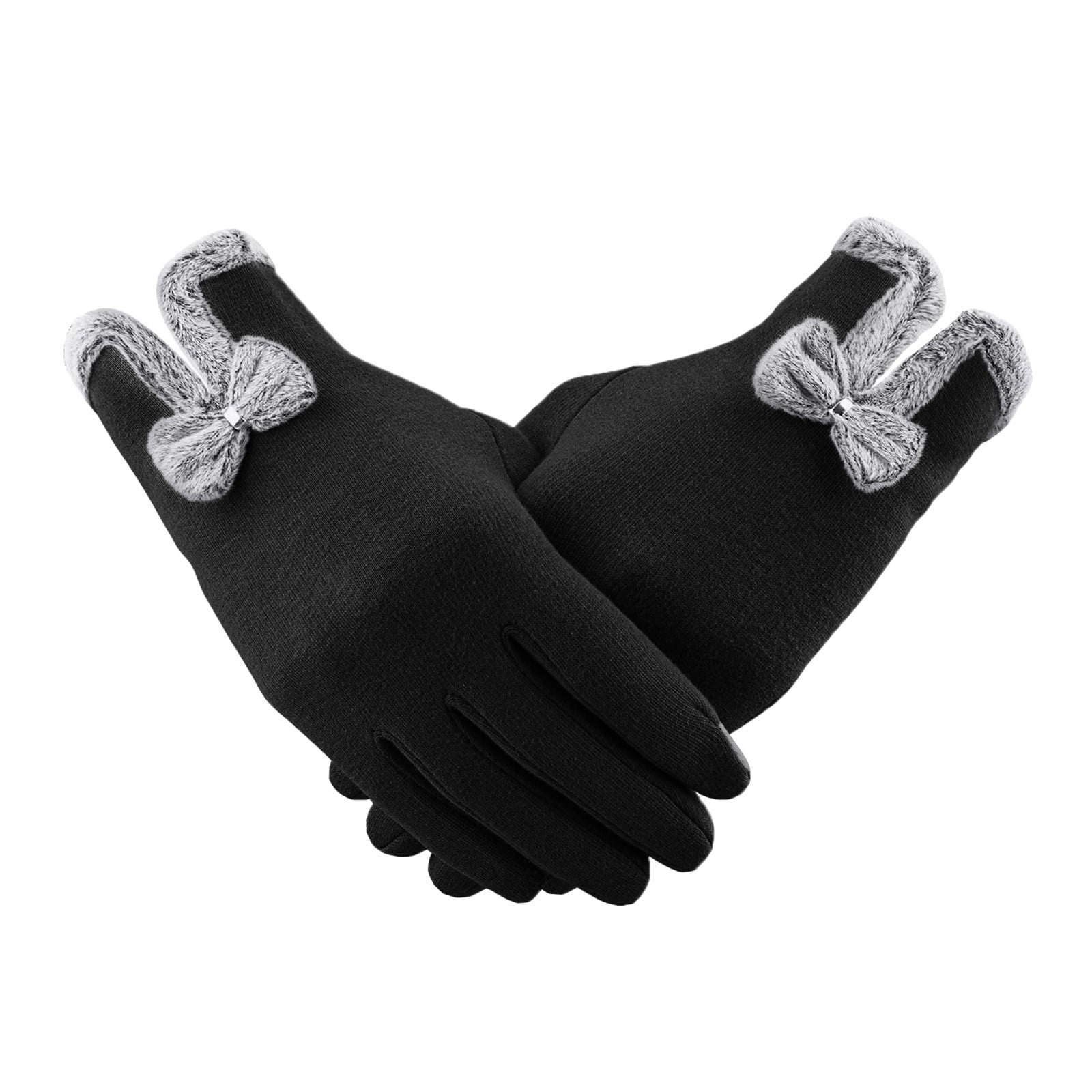 Tiqkatyck Women Winter Gloves, Warm Touchscreen, Windproof, Black ...