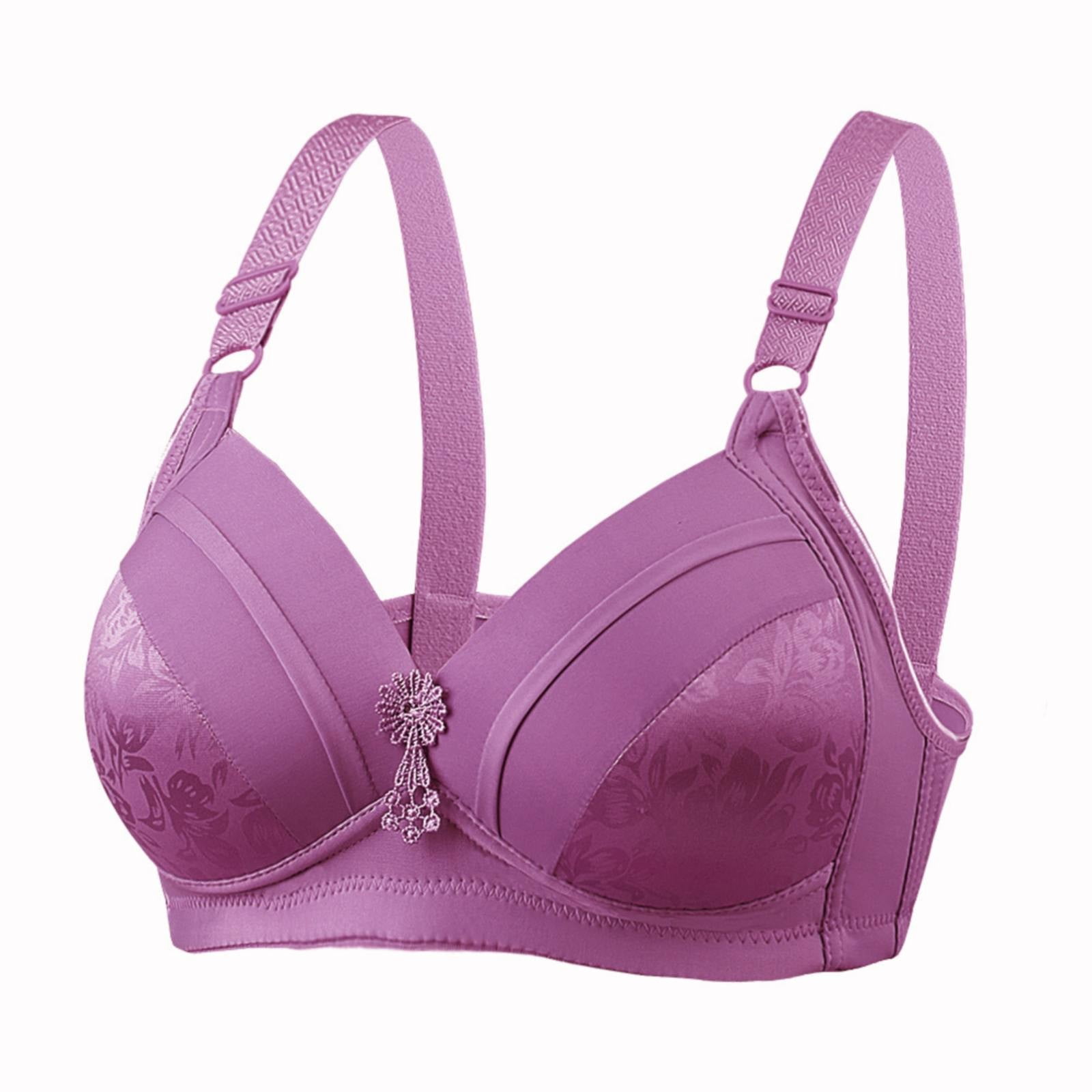 Tiqkatyck womens bras Women's Large Size Sexy Jacquard Wirefree Bra  Comfortable Breathable Thin Underwear sports bra Purple 40