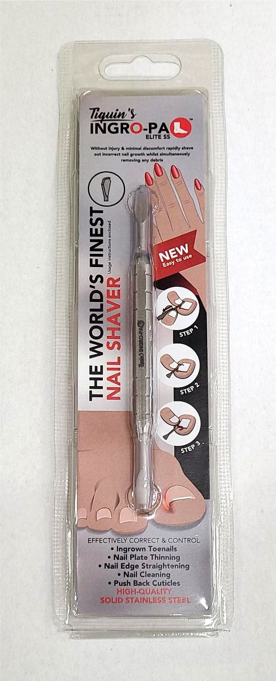 Tiquin's INGRO-PAL Ingrown Toenail Nail Shaver Tool Elite SS Stainless Steel Dual Tip