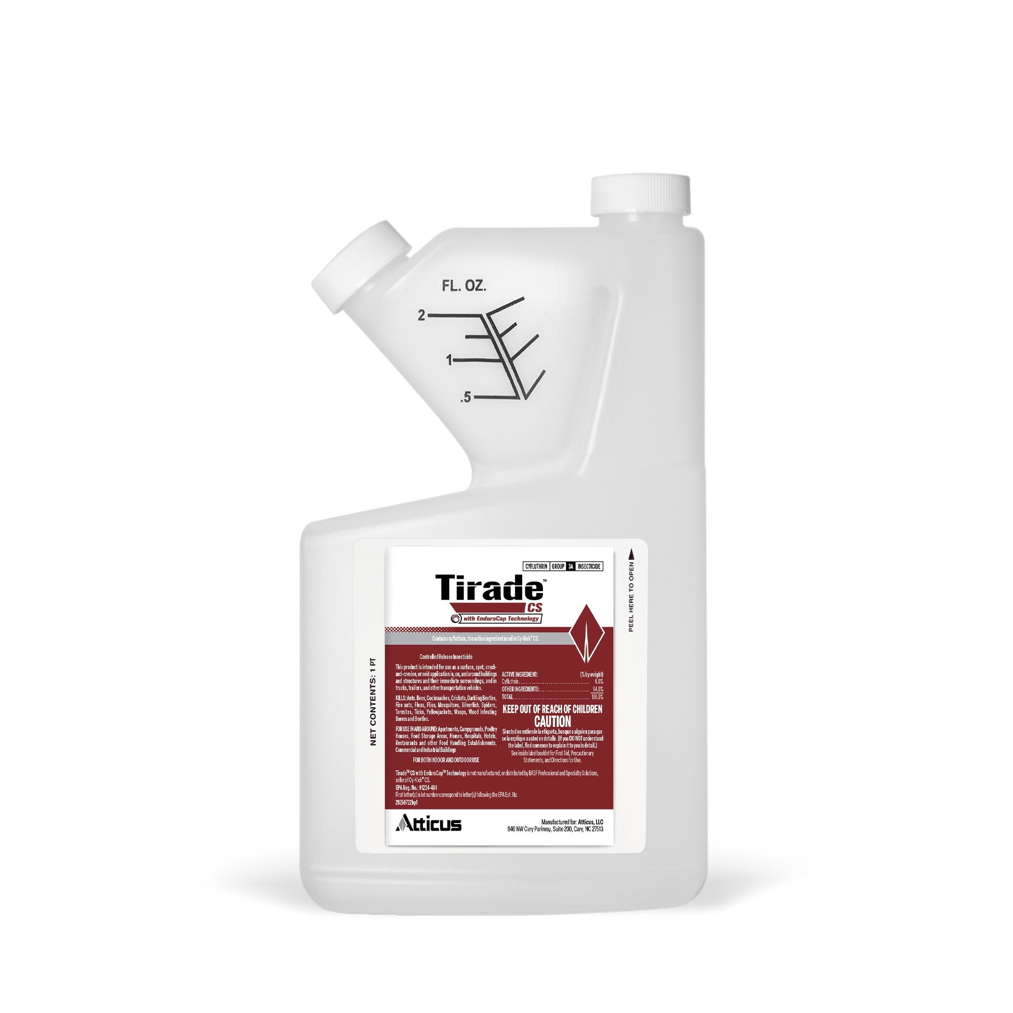 Tirade CS Insecticide (16 oz) Time-Released Indoor & Outdoor Pest Control for Ants, Flies, Fleas, Mosquitoes and More – 6% Cyfluthrin Liquid Concentrate by Atticus
