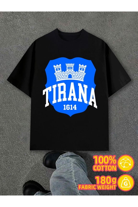 Tirana 1614 Tee for men black 180G 100% Cotton Unique designs, summer prints Funny Unisex Shirt Graphic tshirts Unique Design Unisex Shirt Printed tshirts