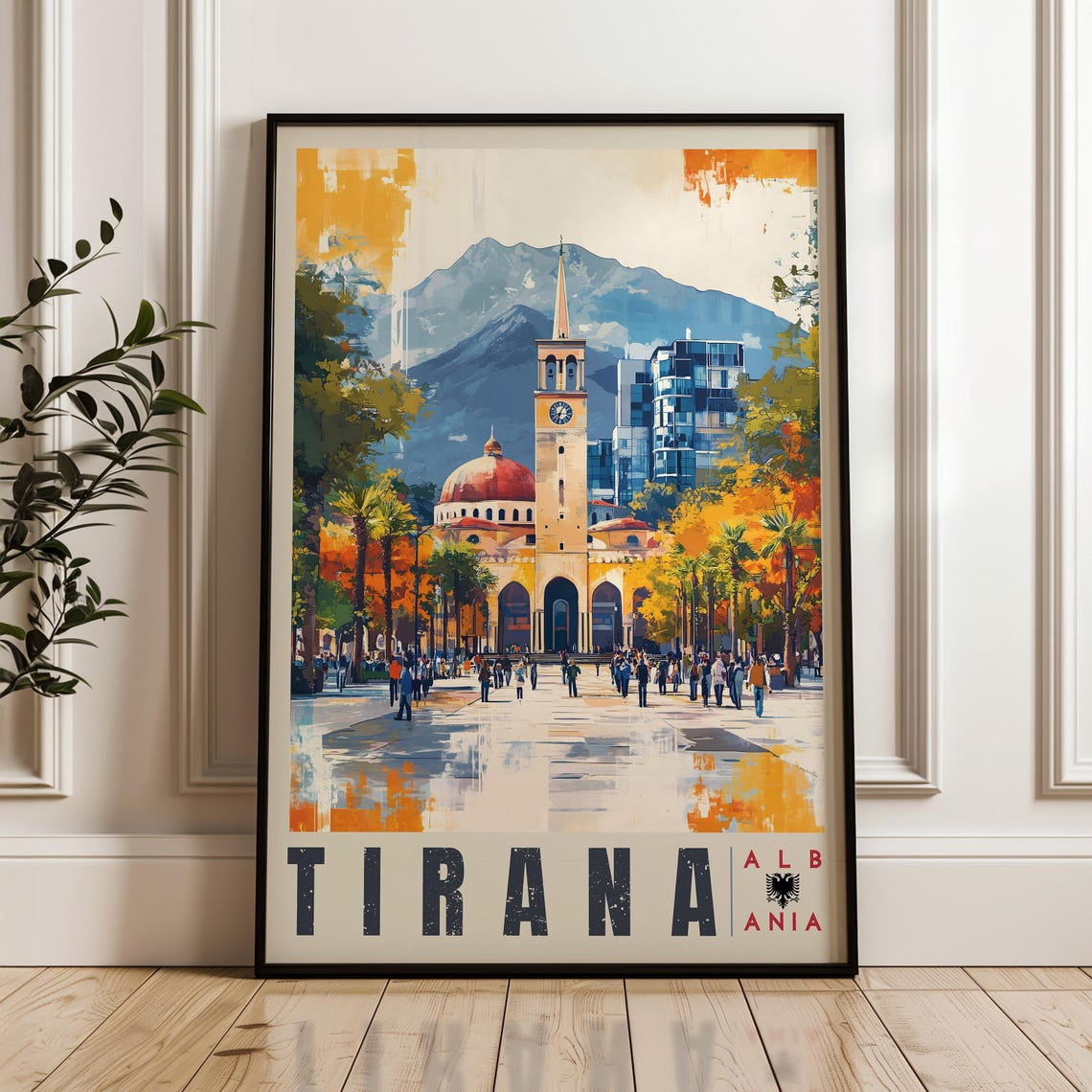 Mosque Clothes Tirana Albania Clock Tower Mosque Vintage Cityscape Poster - Walmart.com