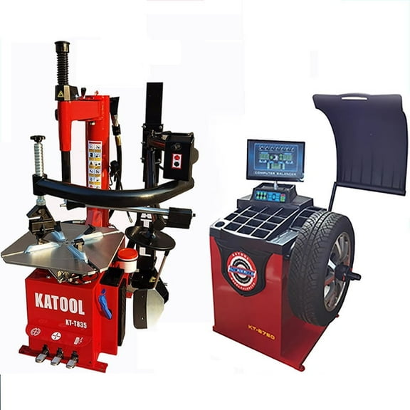 KT-T835 Tire Changer Machine 2.0HP Bead Blaster and KT-B750 Wheel Balancer Machine Automatic Measurement Ruler Tire Repair Wheel Changers Combo