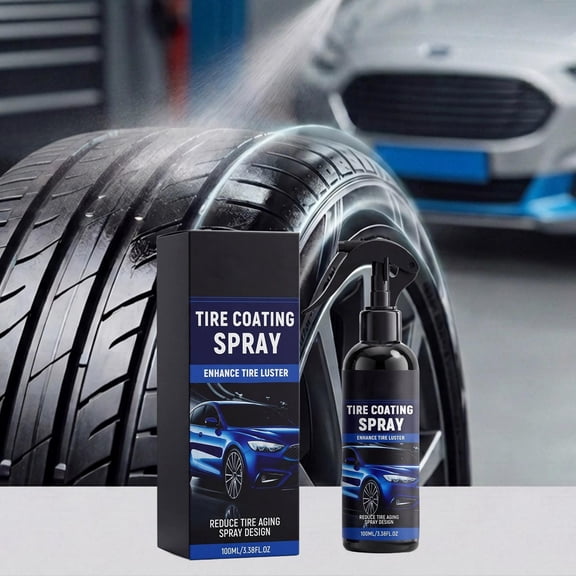Tire Coating Spray 100ml, High Gloss Tire Shine Protectant, Rubber Tire Blackening Restoration Spray, Long Lasting Tire Care Coating, Water Repellent Tire Polish Spray