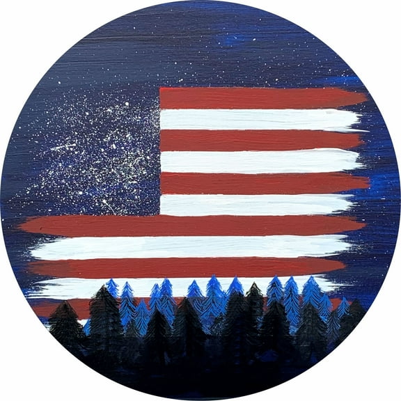 Tire Cover Central American US Flag Forest Black Vinyl  255/70r18 Centered Back Up Camera