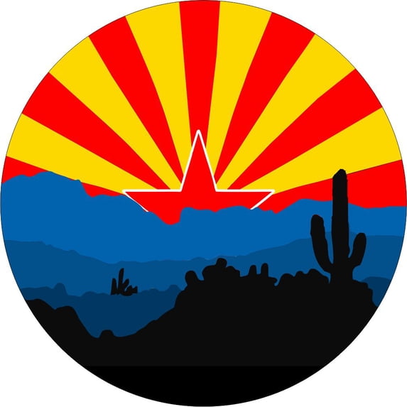 Tire Cover Central Arizona Flag Desert Black Vinyl (Select Size/Camera in Menu) 235/80r16