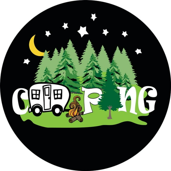 Tire Cover Central Camping Retro Camper Spare Tire Cover (Select Size/Camera Option in Menu)33X12.5X___