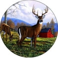 thumbnail image 1 of Tire Cover Central Deer Buck & Doe Farm Black Vinyl (Select Size/Camera in Menu) 245/75r17 Center Camera, 1 of 4