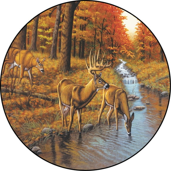 Tire Cover Central Deer Buck & Doe Forest Black Vinyl Spare Tire Cover 235/70R16