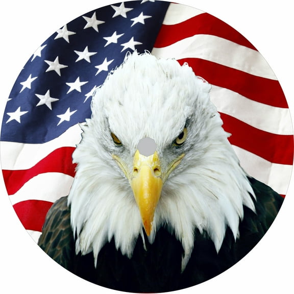Tire Cover Central Eagle US Flag Black Vinyl (Select Size/Camera in Menu) 255/70r18