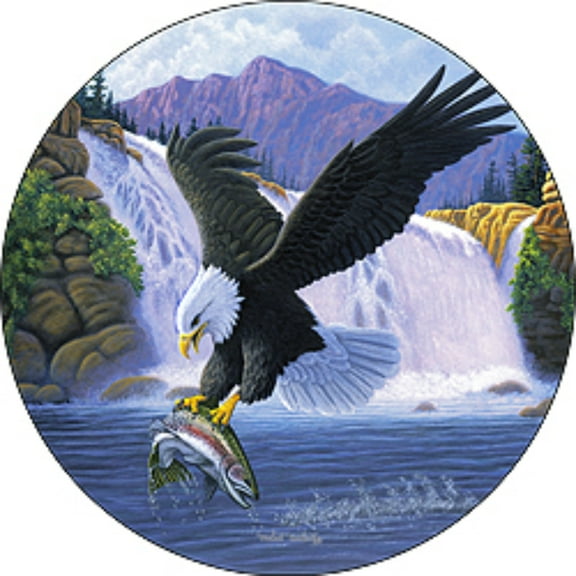 Tire Cover Central Eagle fishing for trout fish spare tire cover for 235/80r16 fits Camper, Jeep, RV, Scamp, Trailer(drop down size menu-all sizes available)