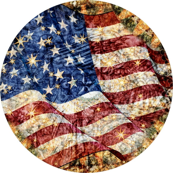 Tire Cover Central Old Glory Flag Black Vinyl(Select Size/Camera in Menu) 205/75r14