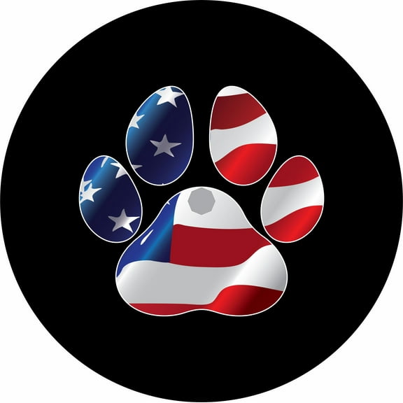 Tire Cover Central Pet Paw US American Flag Spare Tire Cover Black 255/70r18 Center Camera Opening