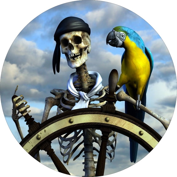 Tire Cover Central Pirate & Parrot Spare Tire Cover (Select Tire Size/Camera Option in Menu) 315/70R17
