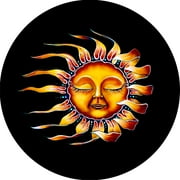 Tire Cover Central Sleeping Sun Black Vinyl Select Size/Camera in Menu