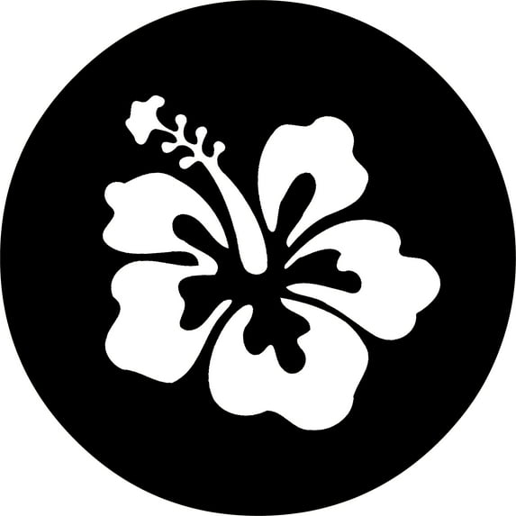 Tire Cover Central White Hibiscus Flower Spare Tire Cover Black Vinyl 215/75r15