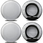 Tire Covers for RV Wheel 4 Pack Silver, Moonet Oxford Waterproof UV Sun Protectors for Motorhome Boat Trailer Camper Van SUV ,D66cm x H28cm for Diameter 24"-26"