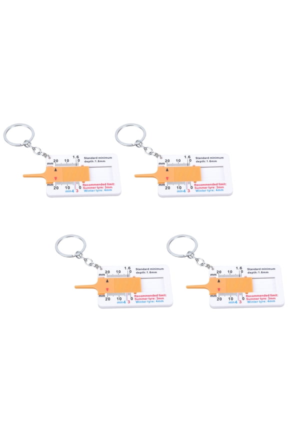 Tire Depth Measuring Tool with Key Rings Plastic Construction Tire Wear Indicates Car Motorcycle Accessories for Auto