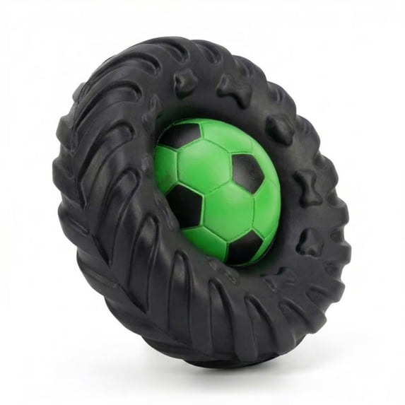 Tire Dog Chew Toy Treat Dispenser Indestructible Rubber Tire Toy for Small to Medium Dogs Puppy Aggressive Chewers