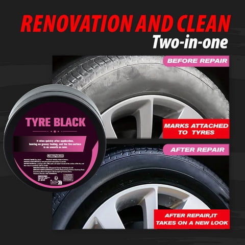 Tire Dressing Paste, Black Shine Restorer Water Repellent Protectant, Anti Aging for Car Tire Rubber Sidewall Auto Detailing, 4.23oz