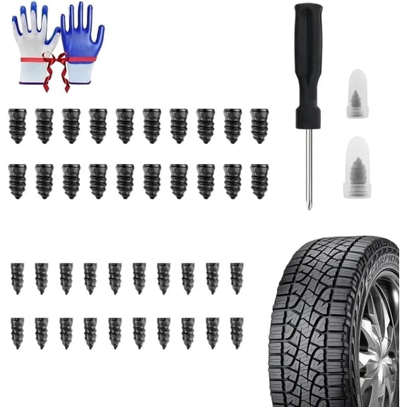 Tire Fix Rubber Nail Kit with 2 Sizes, 2026 New Vacuum Tirefix Rubber Screw, Tubeless Fast Tool Self-Service Tire Plug Kit for Car, Motorcycle, Truck, Tractor Puncture Repair(40pcs)